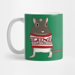 Cute brown gerbil wearing christmas jumper Mug